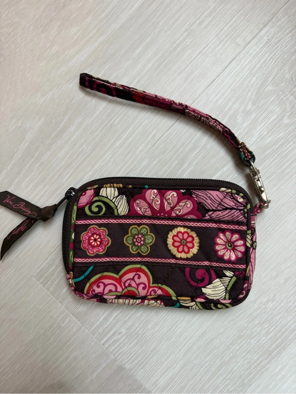Vintage Vera Bradley Mod Floral Pink Quilted Wristlet